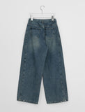 [Unisex] Conden Pintuck Denim Wide Pants