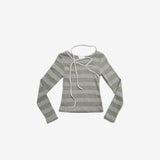 Hidden Stripe Unbalanced Neck T-shirt