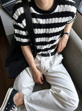 Baron cable stripe short sleeve knit