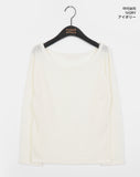 Wali Bokashi Boat Neck Off-Shoulder Long Sleeve Knit