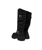 Double Buckle Suede Platform Sole Long Boots