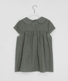Hustle check ribbon short sleeve blouse