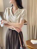 Kashua V-neck Collar Short Sleeve Knit