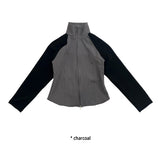 HIGHNECK LINE KNIT ZIP-UP
