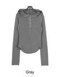Mic Button Hooded T-Shirt