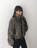 Nupe Two-Tone Fur Two-Way Zip-Up Jumper