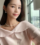 Verna See-Through Big Collar Blouse