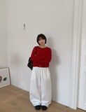 Lucyuni Color Round Knit Cardigan