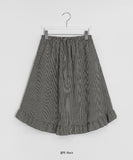 [BAONHAUS] Entol Summer Check Unbalanced Frill Midi Skirt