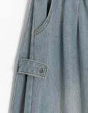 Beple Snap Button Banding Denim Balloon Wide Pants