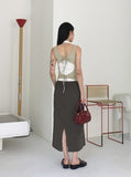 Dish Back Slit Ribbon Strap Hall Two-Way Sleeveless