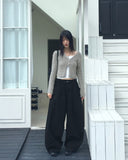 Rufun Angora Fur Silt Two Button V-neck Cardigan