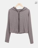 Roban Slim Stripe Two-Way Hooded Zip-Up