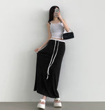 Color Matching Layered Maxi H-line Long Skirt