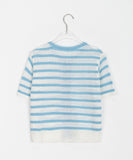 Teno Stripe Crop Short Sleeve Knit Cardigan