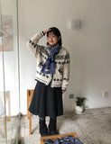 Kyuin Duffle Collar Knit Nordic Cardigan
