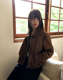 Cyan Suede Punching Collar Pocket Jacket