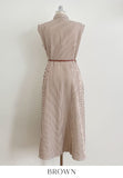 Tenza Stripe Sleeveless Shirt One Piece (Belt Set)
