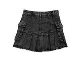 Kanko Two-Pocket Black Denim Mini Skirt