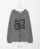 [unisex] Kumachi two-way printing knit hood zip-up