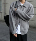 Minimal achromatic two-way cardigan