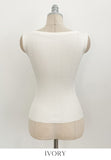 Marine Lip Neck Ribbed Knit Sleeveless