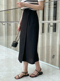 Core Wrinkle-Free Pleated Wrap Long Skirt