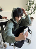 Pigment washing hood zip-up
