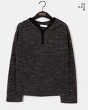 Zeke Stripe Bokashi Button Color Matching Hood T-shirt