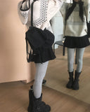 Chiken wool pin tuck mini skirt