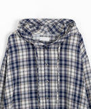 [unisex] Cammi Check Hood Boxy Long Sleeve Shirt