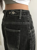 Pek Summer Adjust Snap Washing Denim Wide Pants