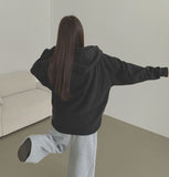 Loose Fit Two-Way Soft Embroidered Hood Zip-Up