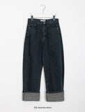 Intude Check Roll-Up Denim Pants