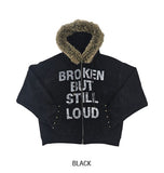 Loud Corduroy Stud Fur Hood Zip-Up