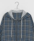Piphu Check Over Hooded Zip-up