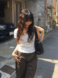 [Scarf set] Junku Lace Shirring Short Sleeve T-Shirt Set