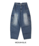 Puffer balloon half-banding denim pants