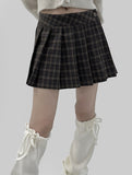 Wool 20%) Nut Check Wrap Mini Skirt