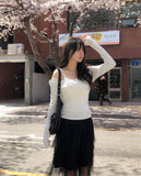 Heming Ribbed Lace Button Sleeveless Top