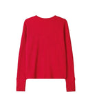 Tinen Fingerhole Waffle Crop Long Sleeve Tee