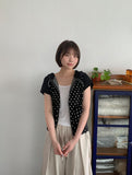 Shawly Dot Short Sleeve Hood Zip-Up