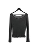 Renne See-through Boat Neck Long Sleeve Tee