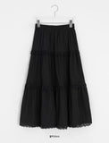 Vein Lace Banding Long Skirt