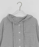 Attil check hood long sleeve shirt