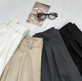 Inner Button Adjust Waist Adjustment Wide Slacks Pants