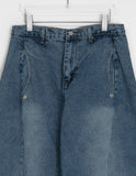 Cadiz Snap Button Wide Denim Pants