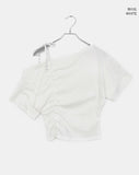 Klim Dot String Off-Shoulder Shirring Short Sleeve T-Shirt