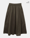 Rie Dot Flare Banding Long Skirt