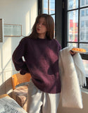 [10% wool] Huggable two-tone mixed mohair knit